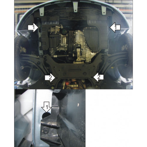 Защита Картера двигателя, КПП MOTODOR для Hyundai i20 2008-2013, Сталь 2 мм - Арт. 1010
