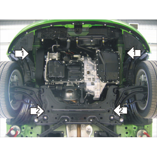 Защита Картера двигателя, КПП MOTODOR для Mazda 2 2008-2014, Сталь 2 мм - Арт. 1132
