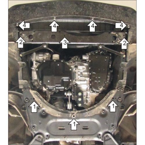 Защита Картера двигателя, КПП MOTODOR для Nissan Qashqai 2014- (II), Сталь 2 мм - Арт. 1453