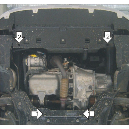 Защита Картера двигателя, КПП MOTODOR для Peugeot Partner Tepee 2008-2022, Сталь 2 мм - Арт. 1614