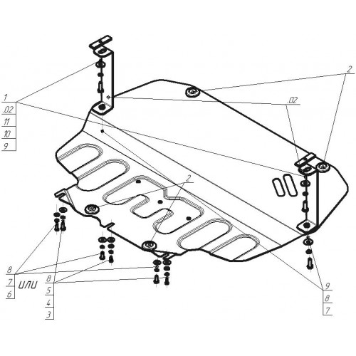 Защита Картера двигателя, КПП MOTODOR для SEAT Altea Freetrack 2009-2015, Сталь 2 мм - Арт. 72302