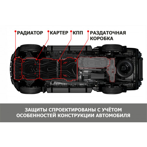 Защита Картера двигателя, КПП, Радиатора, Раздаточной коробки АвтоБроня для Lexus GX 2009-2013 II 460, Сталь 45778 мм - Арт. K111.09516.1