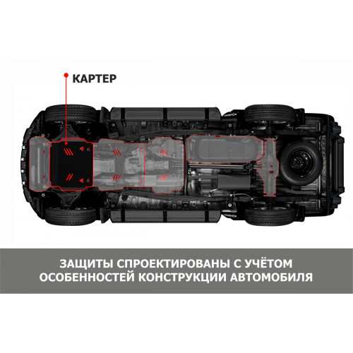 Защита Картера двигателя АвтоБроня для Cadillac BLS 2006-2009 I, Сталь 45778 мм - Арт. 111.00801.1